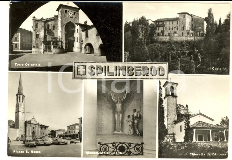 1964 SPILIMBERGO Vedutine Torre - Castello - Chiesetta dell'Ancona *Cartolina
