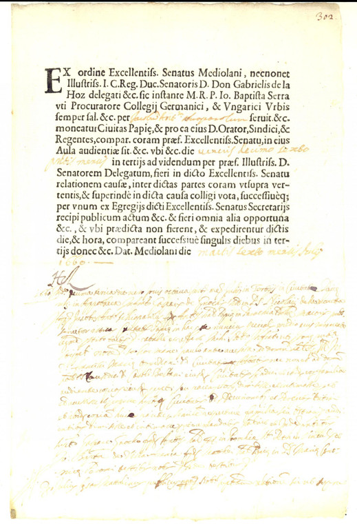 1660 SENATO DI MILANO Mandato di comparizione per Giacomo Antonio SCHIAPAROLI