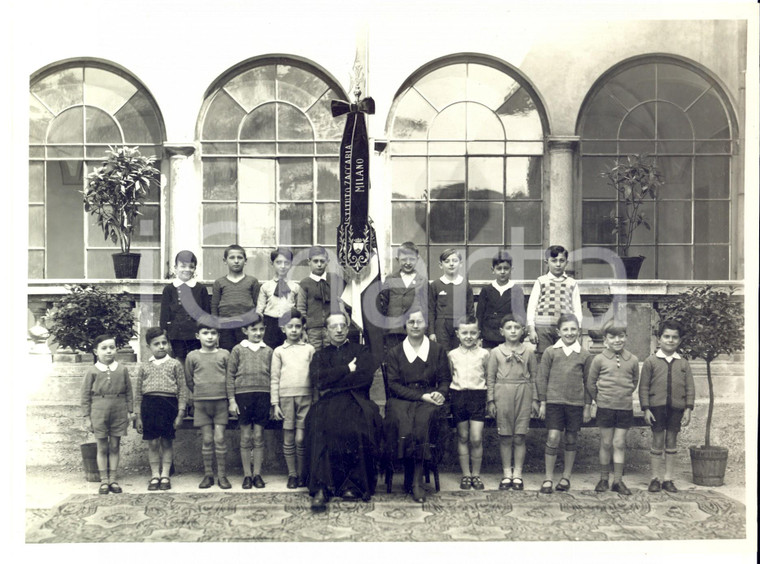 1930 ca MILANO Istituto ZACCARIA Ritratto di classe con il rettore BRUGOLA *Foto