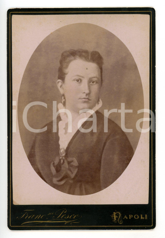 1890 ca NAPOLI Ritratto di donna con colletto in pizzo *Foto quadro F. PESCE