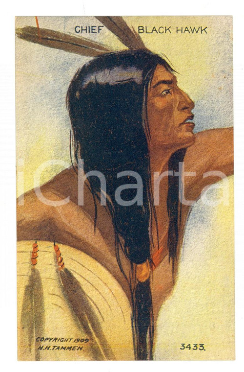 1909 USA Indian Chief - Black Hawk *Vintage postcard H. H. TAMMEN FP NV