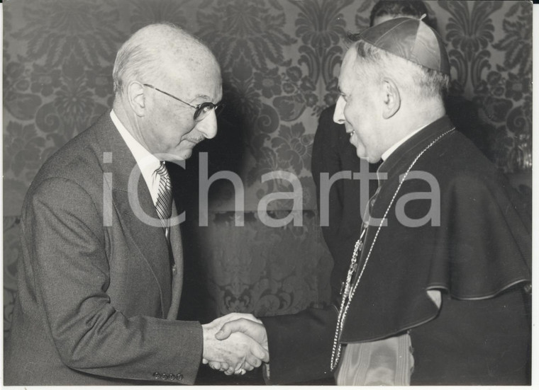 1957 BOLOGNA Cardinale Giacomo LERCARO riceve James ZELLERBACH *Foto 18x13 cm