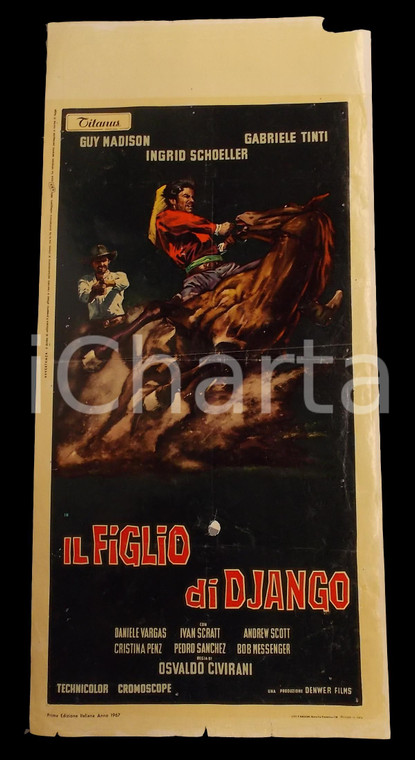 1967 IL FIGLIO DI DJANGO Guy MADISON Gabriele TINTIN *Manifesto WESTERN 32x70 cm