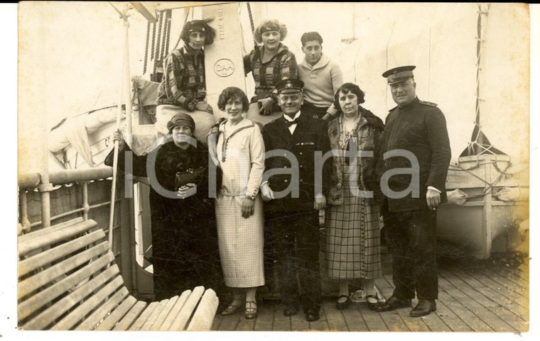 1924 OCEANO ATLANTICO Nave SS COLOMBO - Passeggeri sul ponte *Foto cartolina