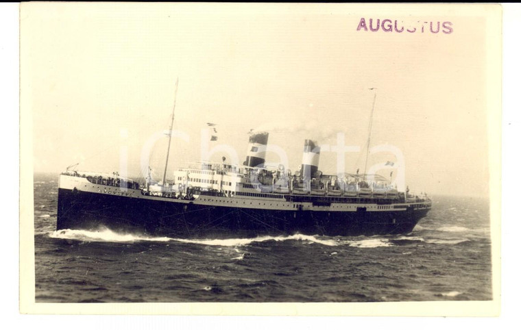 1930 ca OCEANO ATLANTICO Transatlantico AUGUSTUS in navigazione *Foto cartolina