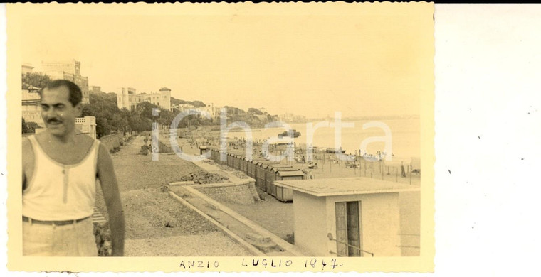 1947 ANZIO Ritratto con la spiaggia in estate - Foto cartolina VINTAGE
