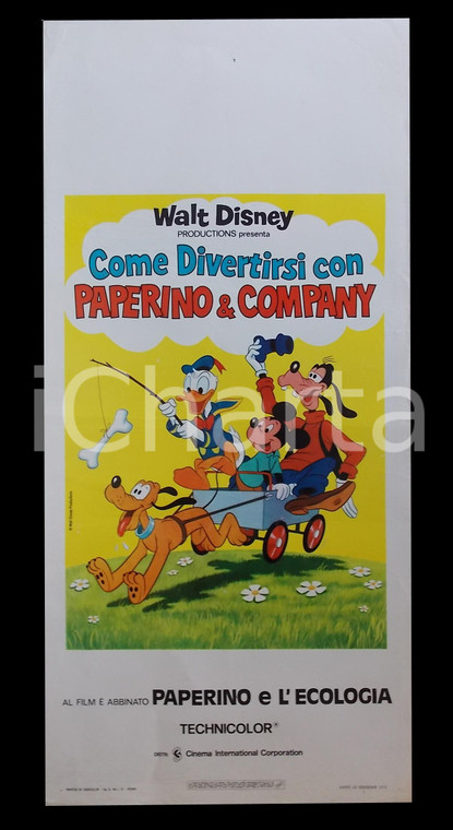 1974 COME DIVERTIRSI CON PAPERINO E COMPANY Walt DISNEY *Manifesto 32x70 cm