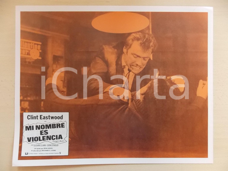 1968 L'UOMO DALLA CRAVATTA DI CUOIO Clint EASTWOOD Rissa in un bar *Lobby card