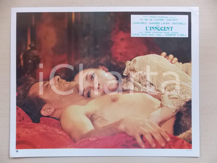 1976 L'INNOCENTE Laura ANTONELLI e Giancarlo GIANNINI a letto *Lobby card 29x23