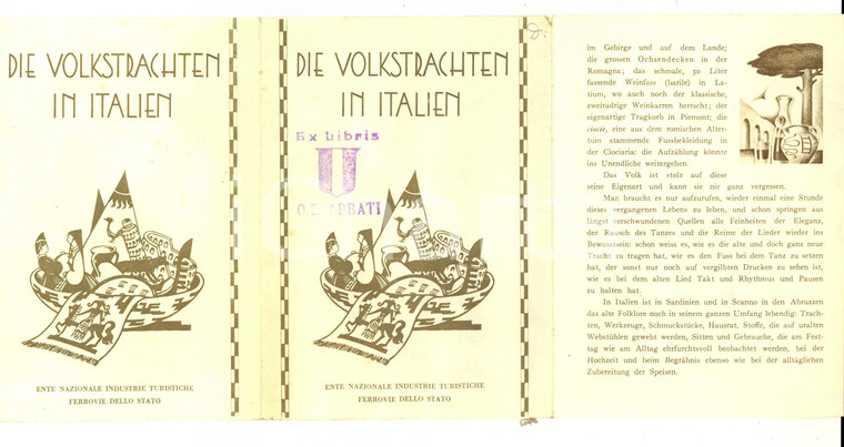 1933 ENIT Die Volkstrachten in Italien - Pieghevole TURISMO VINTAGE ILLUSTRATO