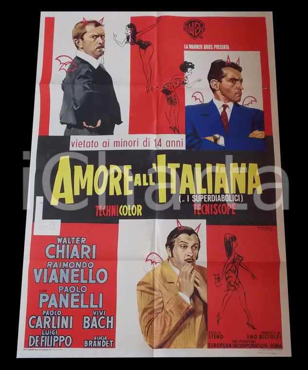 1966 AMORE ALL'ITALIANA - SUPERDIABOLICI Walter CHIARI Paolo PANELLI *Manifesto