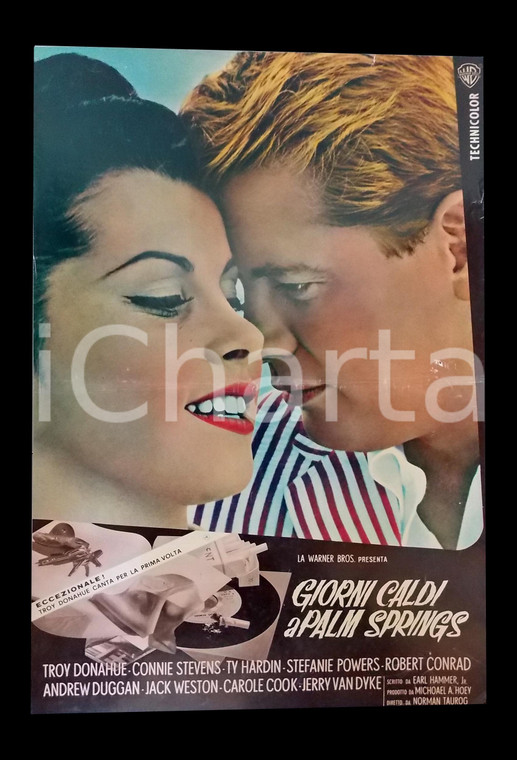 1963 GIORNI CALDI A PALM SPRINGS Stefanie POWERS Troy DONAHUE *Lobby card 45x63