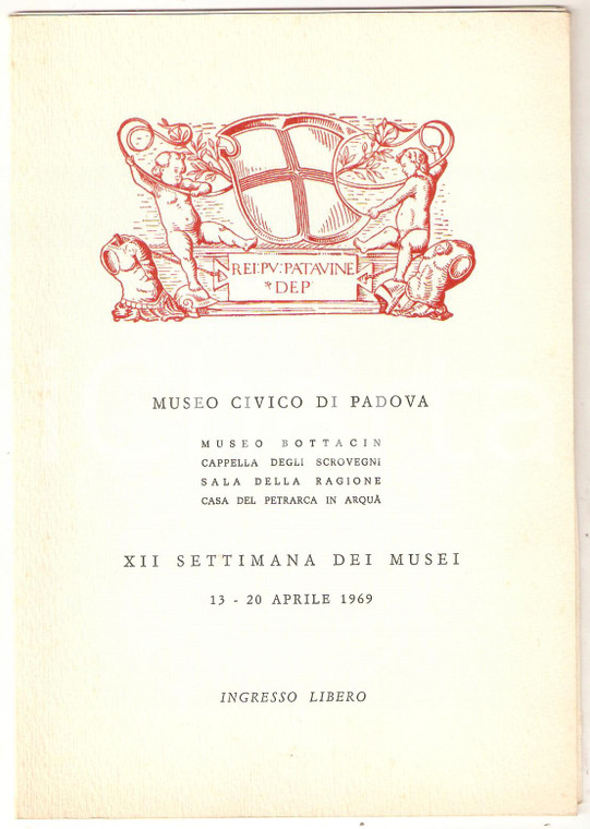 1969 PADOVA Museo civico - XII Settimana dei musei *Invito inaugurazione mostre