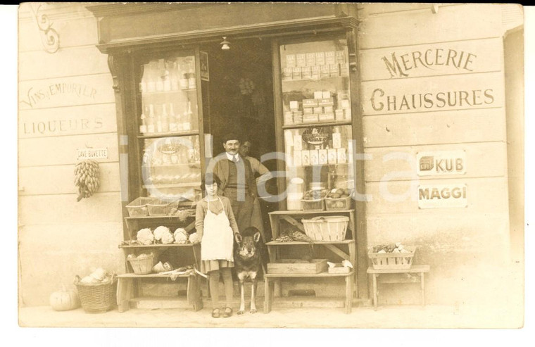 1930 ca BRUXELLES Epicerie - Propriétaires avec leur chien *Photo carte postale