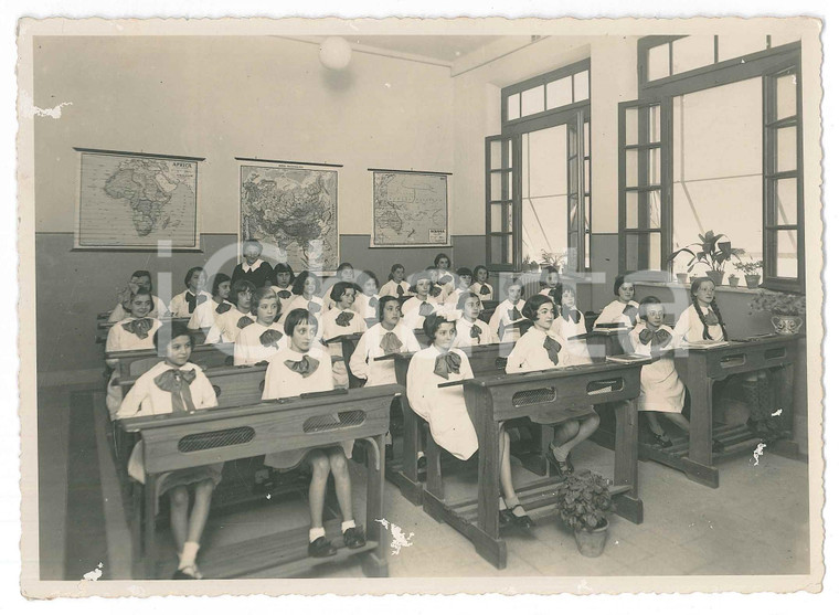 1955 ca COSTUME - SCUOLA - ITALIA - Classe elementare femminile - Foto 18x13 cm