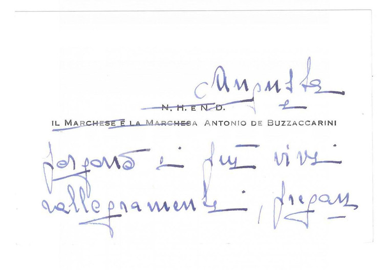 1970 ca PADOVA Marchesi Augusta e Antonio BUZZACCARINI *Biglietto autografo