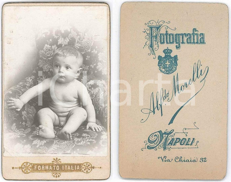 1890 ca NAPOLI Ritratto di bambino in poltrona *Foto Alfredo MORELLI CDV