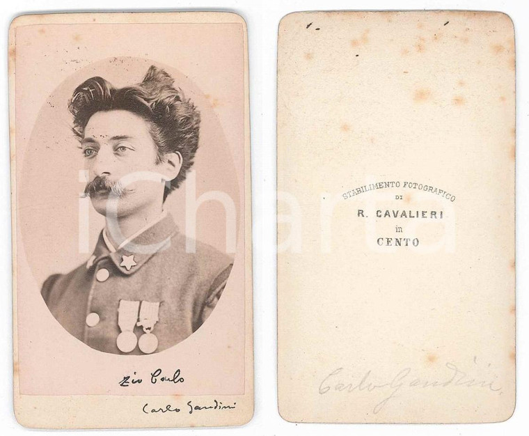 1870 ca CENTO (FE) REGIO ESERCITO Carlo GANDINI - Foto R. CAVALIERI CDV