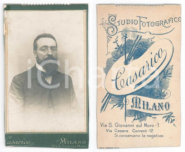 1890 ca MILANO Ritratto maschile con occhiali - Foto CASARICO CDV
