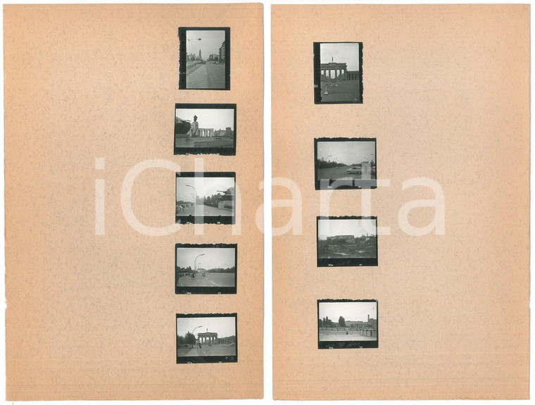 1955 ca BERLINO Porta di Brandeburgo - 9 provini fotografici 16x25 cm
