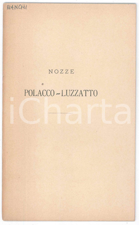 1902 PADOVA Giuseppe BIANCHI - Nozze POLACCO-LUZZATTO Pubblicazione dialettale