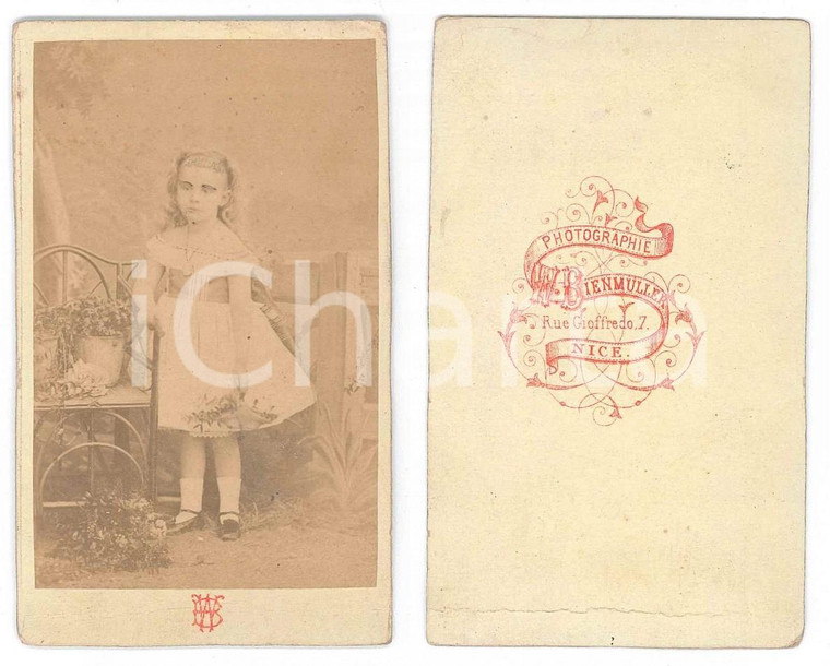 1870 ca NICE (FRANCE) Portrait de petite fille - Photo Wilhelm BIENMULLER