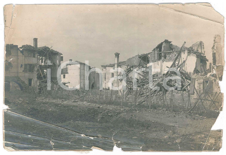 1918 WW1 ZONA DI GUERRA Paese distrutto (2) Foto DANNEGGIATA 16x11 cm