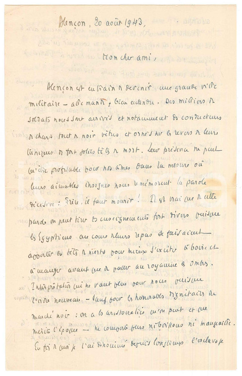 1943 WW2 ALENÇON Gabriel BRUNET sulla guerra aerea e l'invasione di soldati