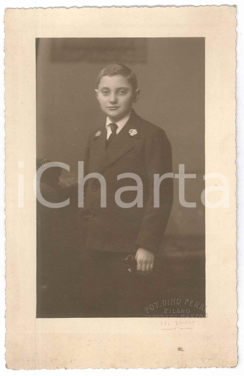 1940 ca MILANO Ragazzo in divisa da collegiale - Ritratto *Foto DINO FERRI 11x16