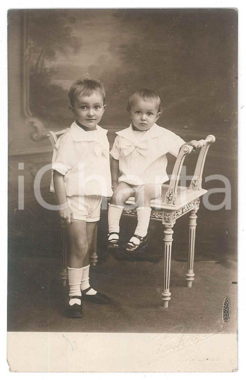 1920 ca ROMANS (F) Ritratto di due fratelli bambini *Foto Paul BOYER 9x14 cm