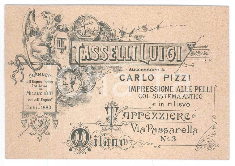 1900 MILANO via Passarella - TASSELLI Luigi - Tappezziere, pelli *Biglietto