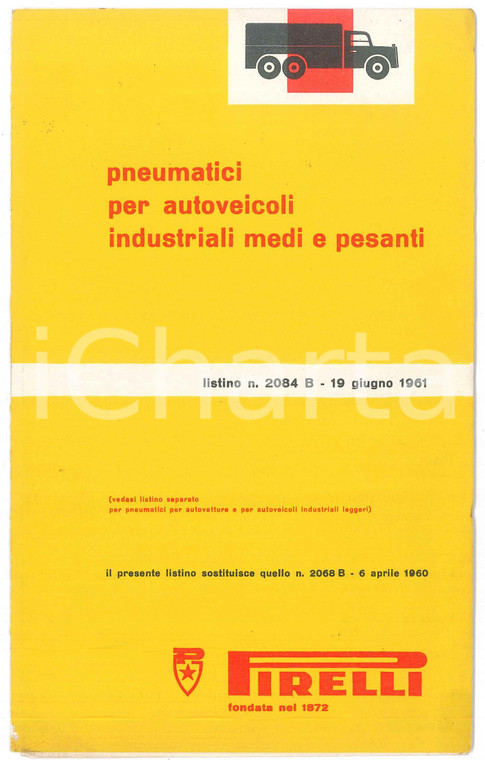 1961 MILANO - PIRELLI - Pneumatici per autoveicoli medi e pesanti - Listino