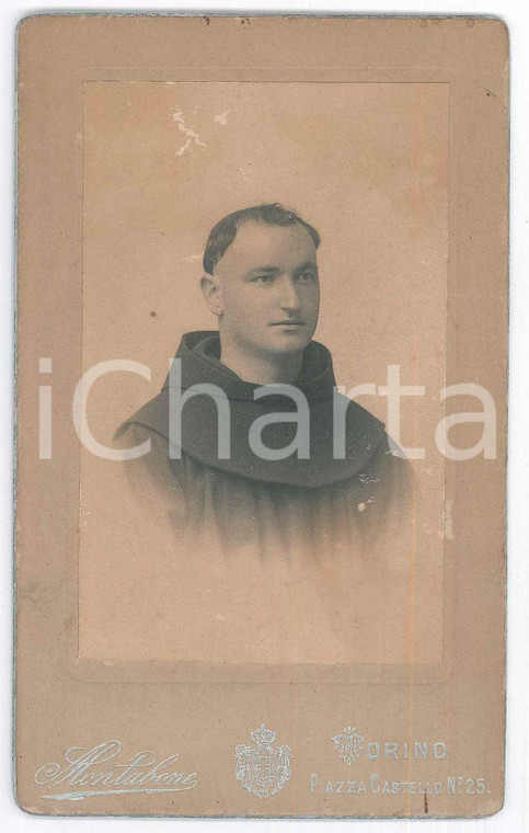 1890 ca TORINO Ritratto di giovane frate - Busto *Foto MONTABONE 8x12 cm