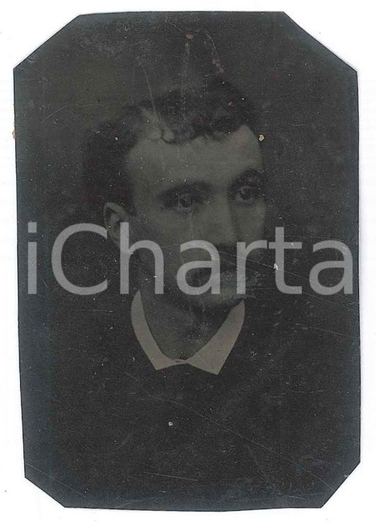 1890 ca ITALIA - Ritratto maschile - Busto- Foto FERROTIPIA 6x9 cm