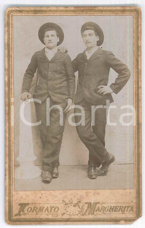 1905 ca CRESCENTINO (VC) Ritratto di due giovani fratelli *Foto PIOVANO 8x12 cm