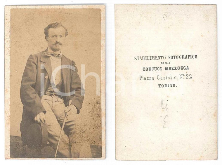 1870 ca TORINO Giovane uomo con cilindro *Foto MAZZOCCA - CDV