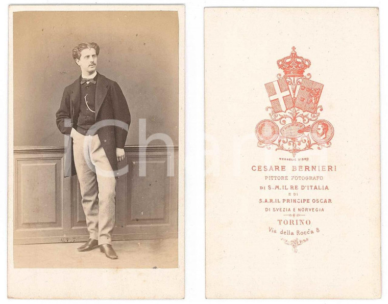 1870 ca TORINO Ritratto maschile in piedi - Foto Cesare BERNIERI CDV