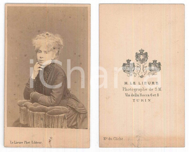 1870 ca TORINO Giovane donna in abito scuro ^Foto LE LIEURE CDV