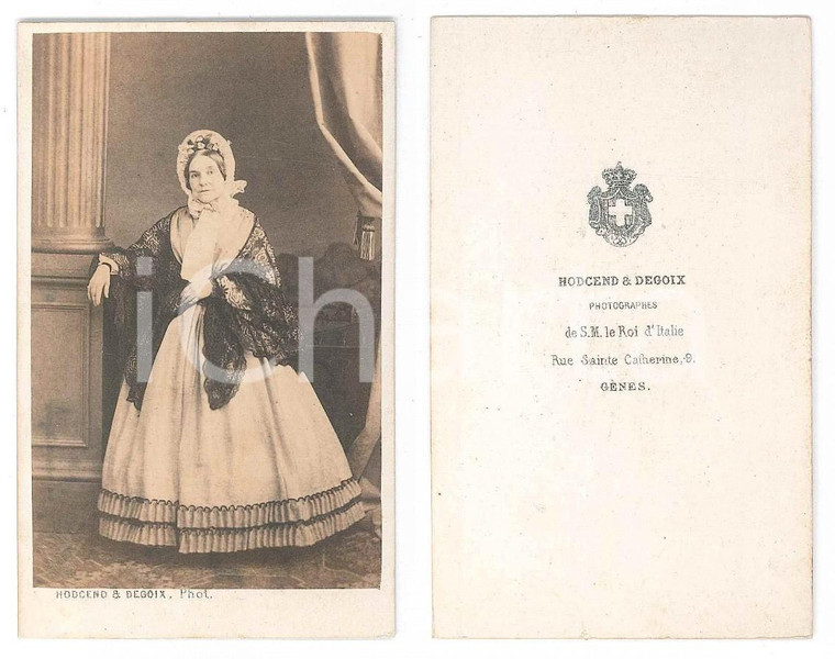 1870 ca GENOVA Ritratto di donna con scialle e cuffietta *Foto HODCEND & DEGOIX