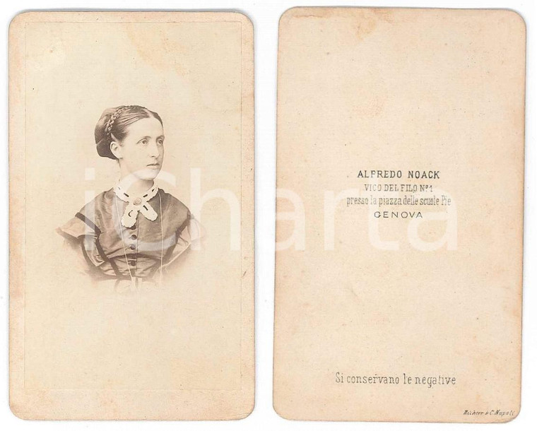 1870 ca GENOVA Ritratto di giovane donna - Busto *Foto Alfredo NOACK CDV