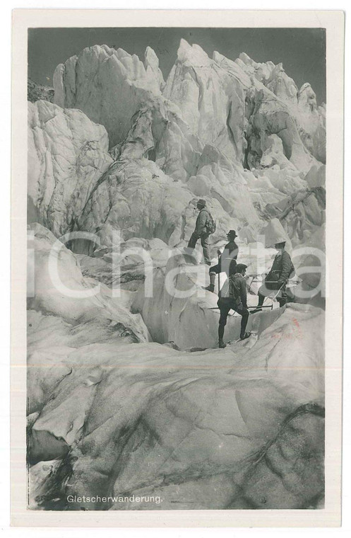 1930 ca GERMANIA - ALPINISMO - Escursione su un ghiacciaio *Cartolina 9x14 cm