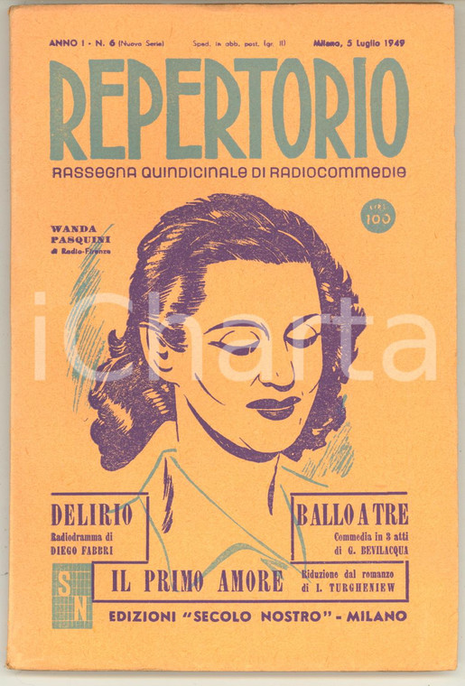 1949 REPERTORIO - FABBRI Delirio - BEVILACQUA Ballo a tre - Radiocommedie