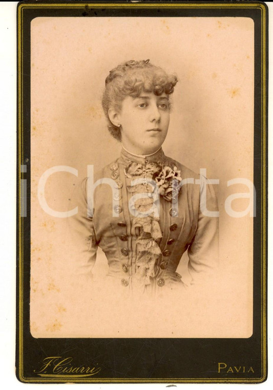 1880 ca PAVIA Ritratto di giovane donna con fiore al petto - Foto F. CISARRI