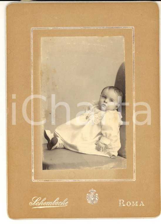 1890 ca ROMA Ritratto di bambina in abito bianco - Foto SCHEMBOCHE 10x16 cm