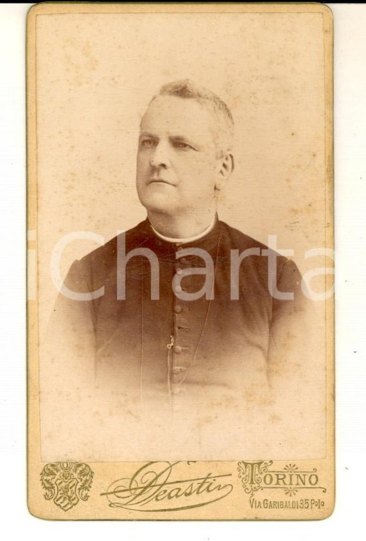 1880 ca TORINO Ritratto di un sacerdote *Fotografia Carlo DEASTI CDV