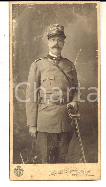 1910 ca NAPOLI Ritratto di ufficiale del 34° Reggimento Fanteria - Foto 8x15 cm