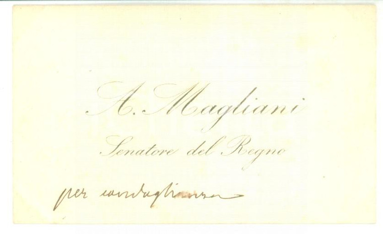 1870 ca ROMA Biglietto di condoglianze del senatore Agostino MAGLIANI *Autografo