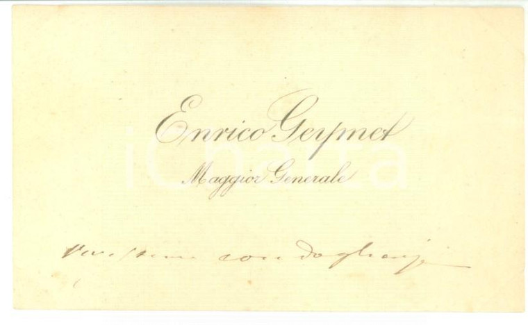 1880 ca ROMA Condoglianze maggiore Enrico GEYMET - Biglietto da visita autografo