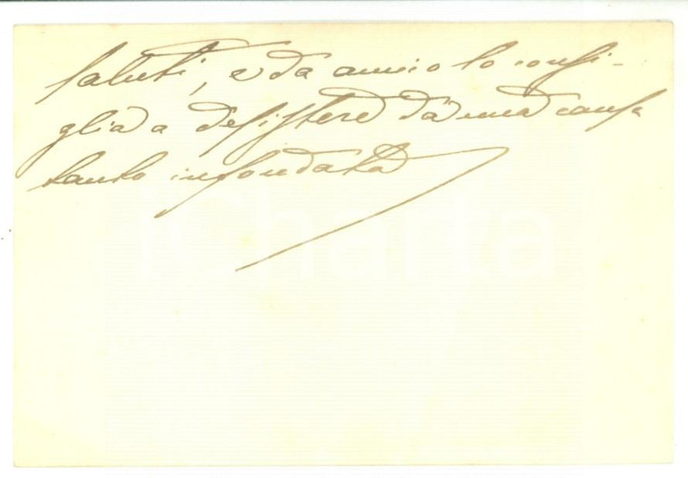 1890 ca Biglietto da visita dell'avvocato Carlo FANTONI - Autografo