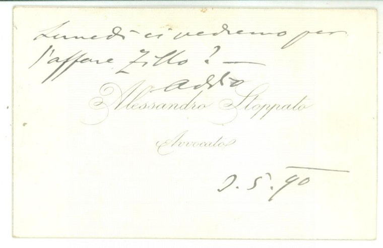 1890 PADOVA Biglietto da visita avv. Alessandro STOPPATO - Autografo